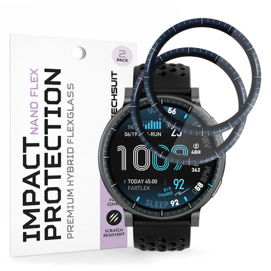 Ochranná fólie Techsuit Nano Flex pro Amazfit Active Max, Plast, Sada 2 kusy, Černá
