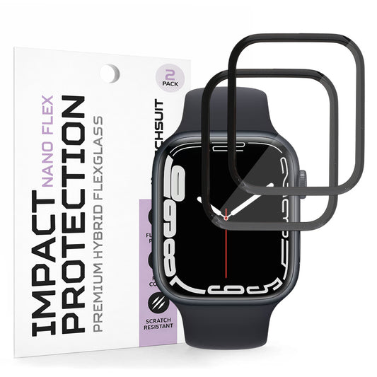 Ochranná fólie Techsuit Nano Flex pro Apple Watch Series 9 / 8 / 7 41mm, Plast, Sada 2 kusy, Černá