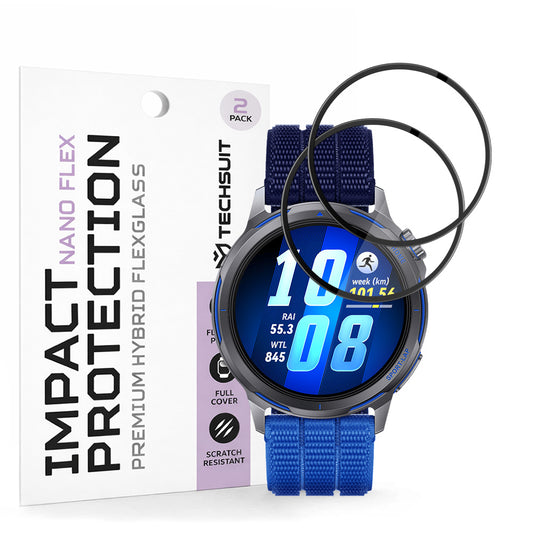 Ochranná fólie Techsuit Nano Flex pro Huawei Watch GT Runner 2, Plast, Sada 2 kusy, Černá