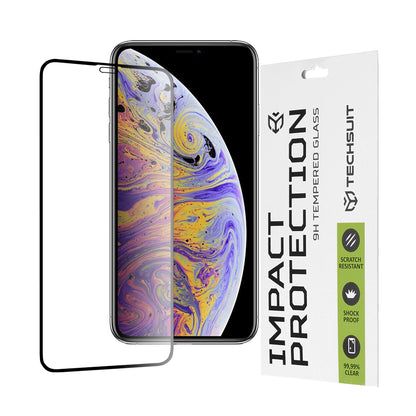 Ochranná fólie na displej Techsuit pro Apple iPhone 11 Pro Max / XS Max, tvrzené sklo, plné lepidlo, 111D, černá