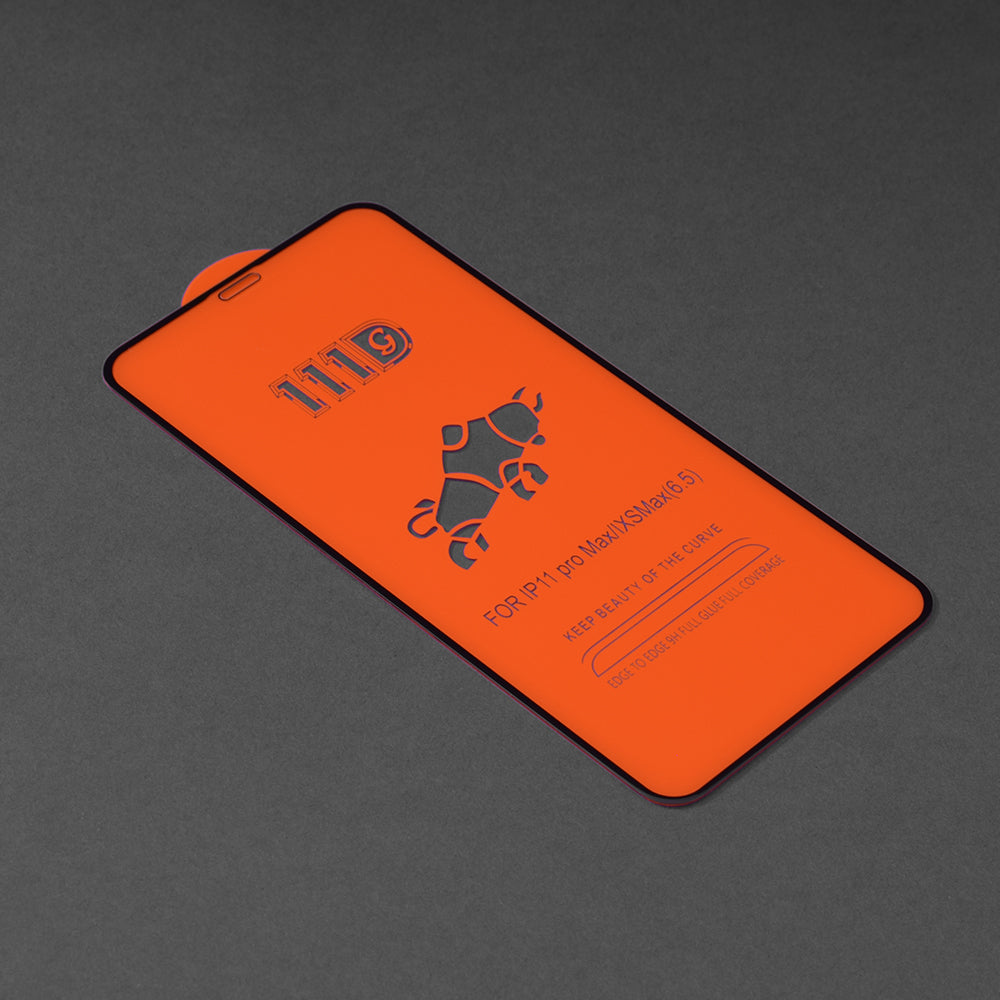 Ochranná fólie na displej Techsuit pro Apple iPhone 11 Pro Max / XS Max, tvrzené sklo, plné lepidlo, 111D, černá