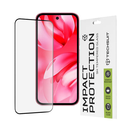 Ochranná fólie na displej Techsuit pro Google Pixel 9a, tvrzené sklo, Full Glue, 111D, černá