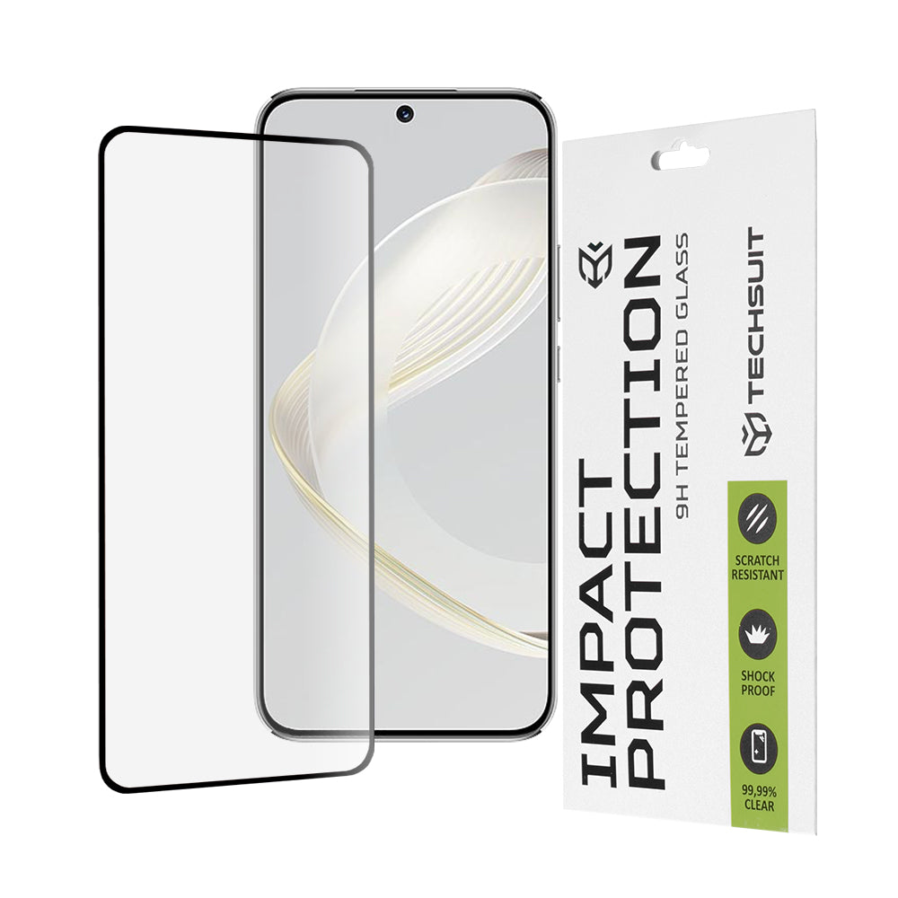 Techsuit Screen Protector Film for Huawei nova 12s / nova 11, Tempered Glass, Full Glue, 111D, Black