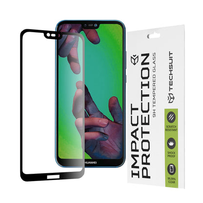 Ochranná fólie na displej Techsuit pro Huawei P20 Lite, tvrzené sklo, Full Glue, 111D, černá