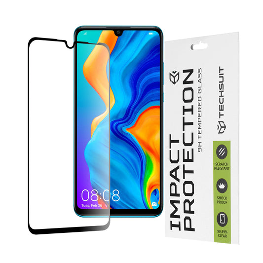 Ochranná fólie na displej Techsuit pro Huawei P30 lite New Edition / P30 lite, tvrzené sklo, Full Glue, 111D, černá