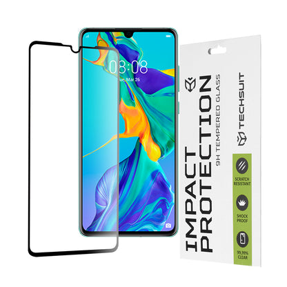 Ochranná fólie na displej Techsuit pro Huawei P30, tvrzené sklo, Full Glue, 111D, černá
