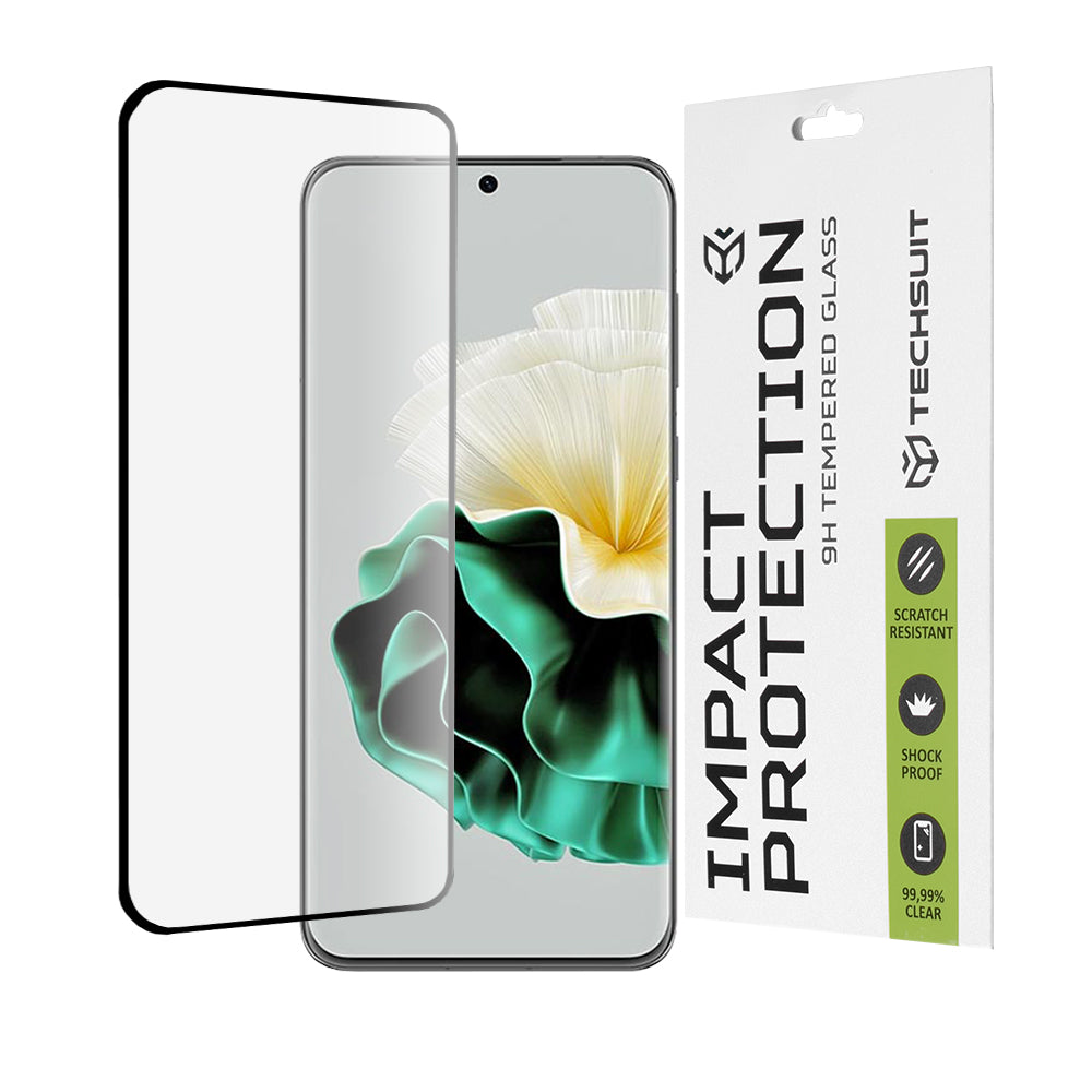 Ochranná fólie na displej Techsuit pro Huawei P60, tvrzené sklo, Full Glue, 111D, černá