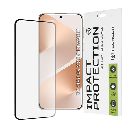 Ochranná fólie na displej Techsuit pro Huawei Pura 80 Pro, tvrzené sklo, plné lepidlo, 111D, černá