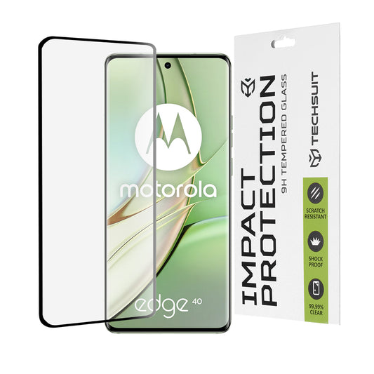 Ochranná fólie na displej Techsuit pro Motorola Edge (2023) / Edge 40, tvrzené sklo, Full Glue, 111D, černá