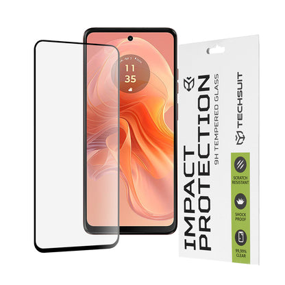 Ochranná fólie na displej Techsuit pro Motorola Moto G04s / E14 / G24 Power / G04 / G24, tvrzené sklo, plné lepidlo, 111D, černá