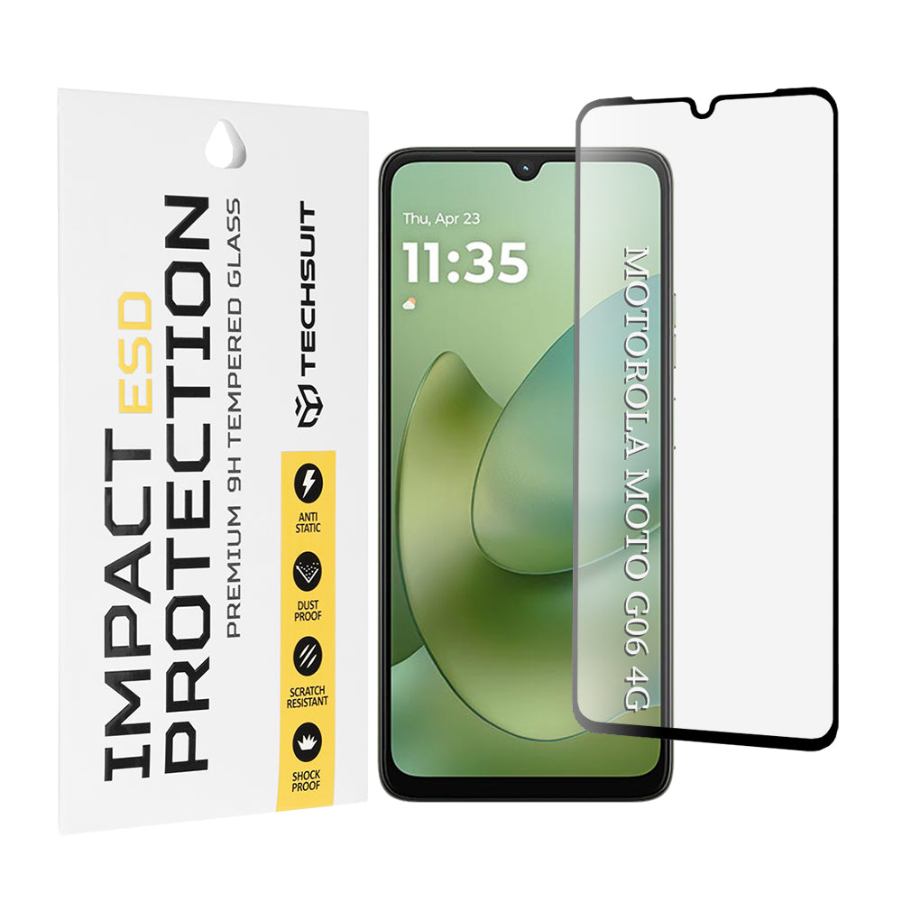 Ochranná fólie na displej Techsuit pro Motorola Moto G06 Power / G06, Tvrzené sklo, Full Glue, Černá