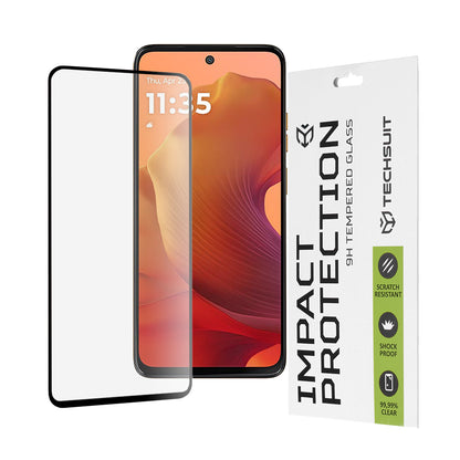 Ochranná fólie na displej Techsuit pro Motorola Moto G15 / G15 Power, tvrzené sklo, plné lepidlo, 111D, černá