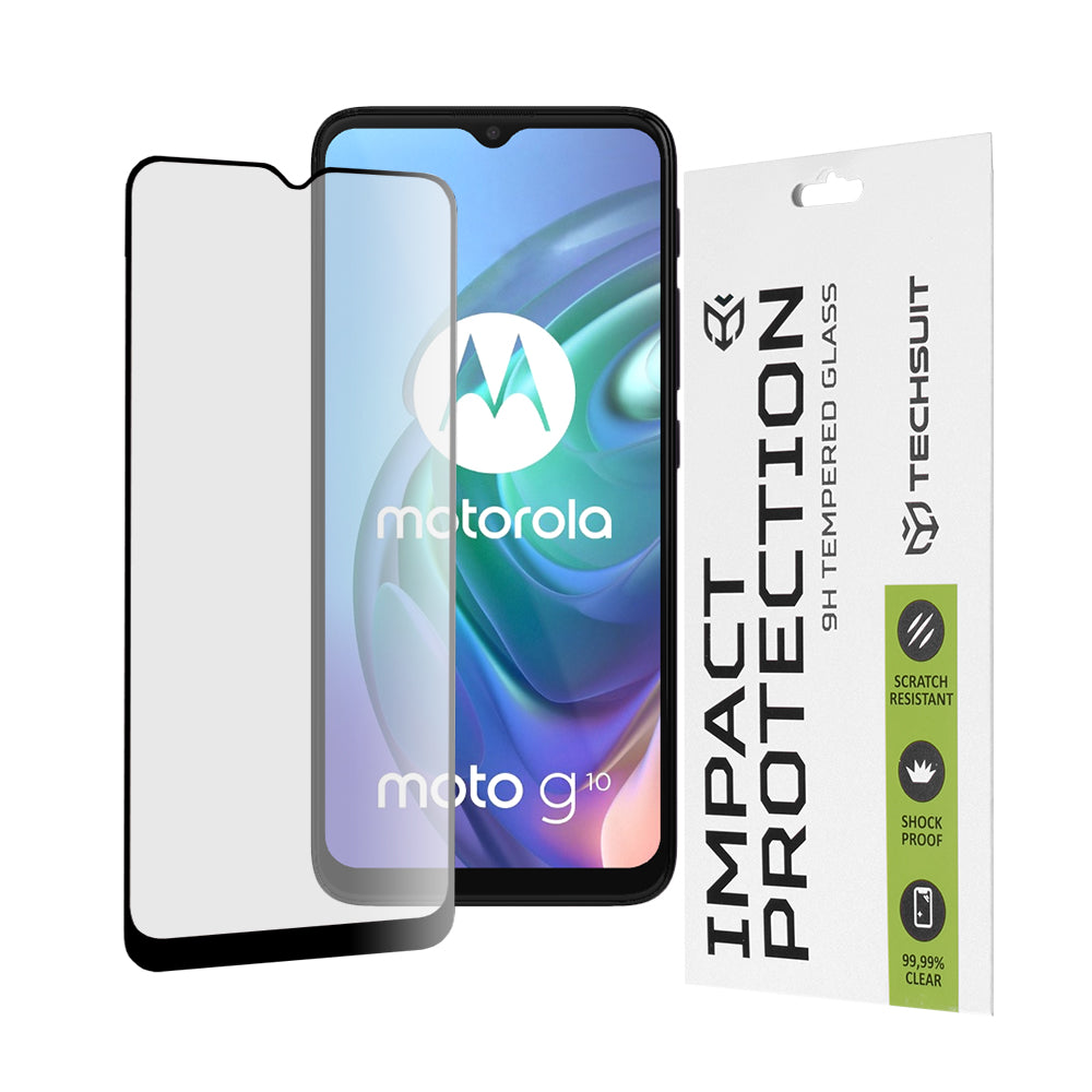 Ochranná fólie na displej Techsuit pro Motorola Moto G30 / G20 / G10 / E7 Plus / G9 Play, tvrzené sklo, Full Glue, 111D, černá