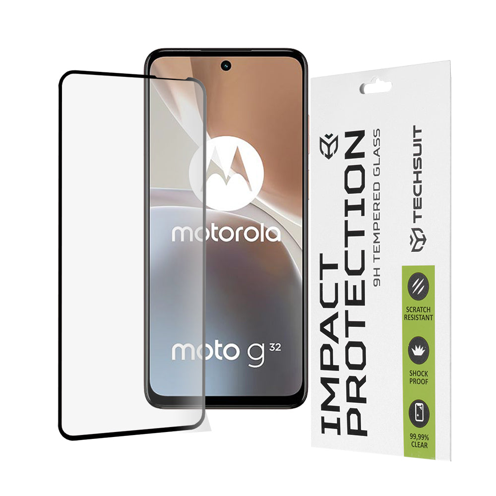 Ochranná fólie na displej Techsuit pro Motorola Moto G32, tvrzené sklo, plné lepidlo, 111D, černá