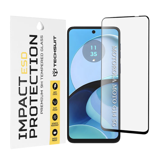 Ochranná fólie na displej Techsuit pro Motorola Moto G64 / G54 Power Edition / G14 / G54, tvrzené sklo, plné lepidlo, černá