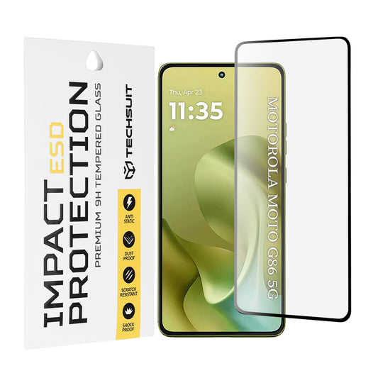 Ochranná fólie na displej Techsuit pro Motorola Moto G86 Power / G86, tvrzené sklo, plné lepidlo, černá