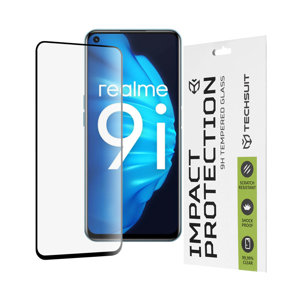Ochranná fólie na displej Techsuit pro OnePlus Nord CE 2 Lite 5G / Realme Narzo 50 / 9 5G / 9i / 9 Pro, tvrzené sklo, plné lepidlo, 111D, černá