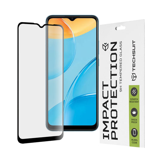 Ochranná fólie na displej Techsuit pro Oppo A16s / A54s / A16 / A15s / A15, tvrzené sklo, plné lepidlo, 111D, černá