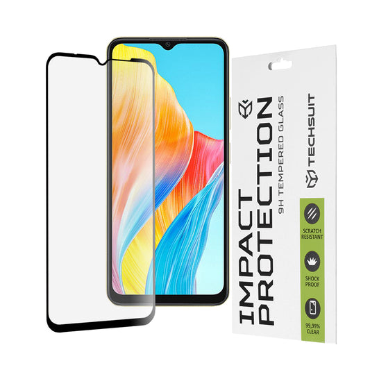 Ochranná fólie na displej Techsuit pro Oppo A18 / A38, tvrzené sklo, Full Glue, 111D, černá