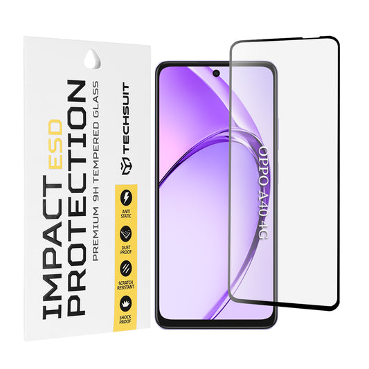 Ochranná fólie na displej Techsuit pro Oppo A3 4G / A3 5G, tvrzené sklo, plné lepidlo, černá