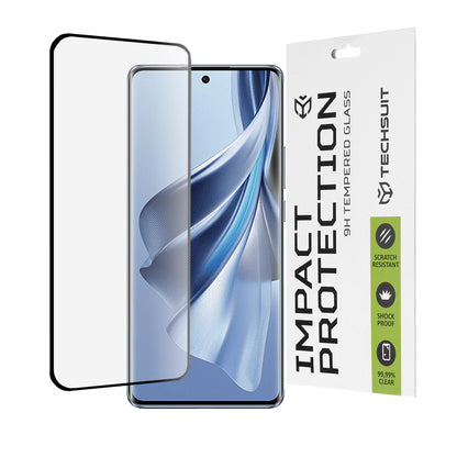 Ochranná fólie na displej Techsuit pro Oppo Reno10, tvrzené sklo, plné lepidlo, 111D, černá