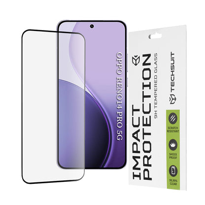 Ochranná fólie na displej Techsuit pro Oppo Reno14 Pro, tvrzené sklo, plné lepidlo, 111D, černá