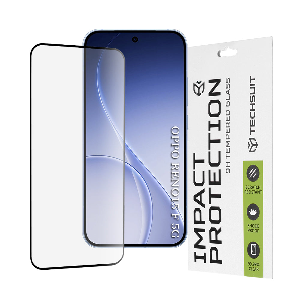 Ochranná fólie na displej Techsuit pro Oppo Reno15 FS / Reno15 F, Tvrzené sklo, Full Glue, 111D, Černá