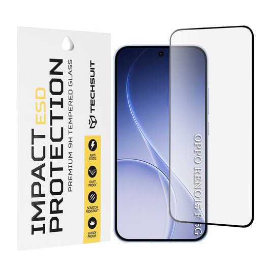 Ochranná fólie na displej Techsuit pro Oppo Reno15 FS / Reno15 F, tvrzené sklo, plné lepidlo, černá