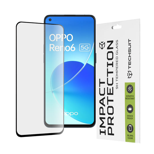 Ochranná fólie na displej Techsuit pro Oppo Reno6 5G, tvrzené sklo, Full Glue, 111D, černá