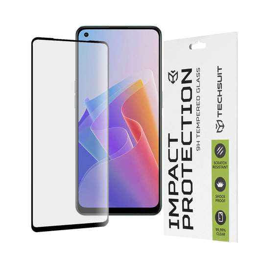 Ochranná fólie na displej Techsuit pro Oppo Reno8 Lite / Reno7 / Reno7 Lite / Oneplus Nord N20 5G, tvrzené sklo, plné lepidlo, 111D, černá