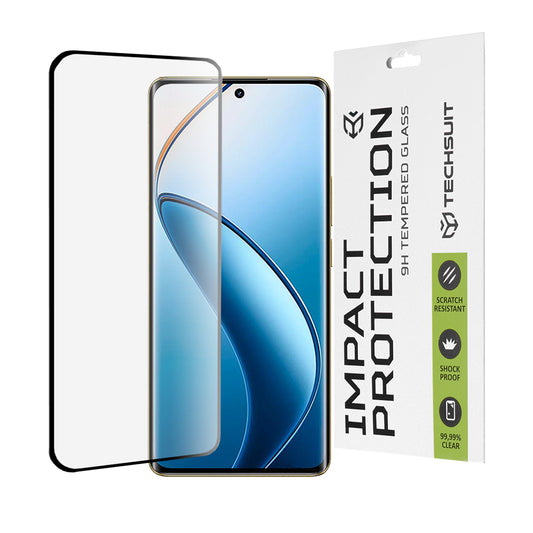Ochranná fólie na displej Techsuit pro Realme 12 Pro / 12 Pro+, tvrzené sklo, plné lepidlo, 111D, černá