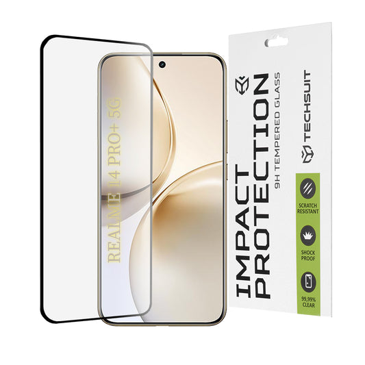 Ochranná fólie na displej Techsuit pro Realme 14 Pro+, tvrzené sklo, plné lepidlo, 111D, černá