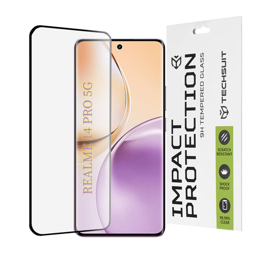 Ochranná fólie na displej Techsuit pro Realme 14 Pro, tvrzené sklo, plné lepidlo, 111D, černá