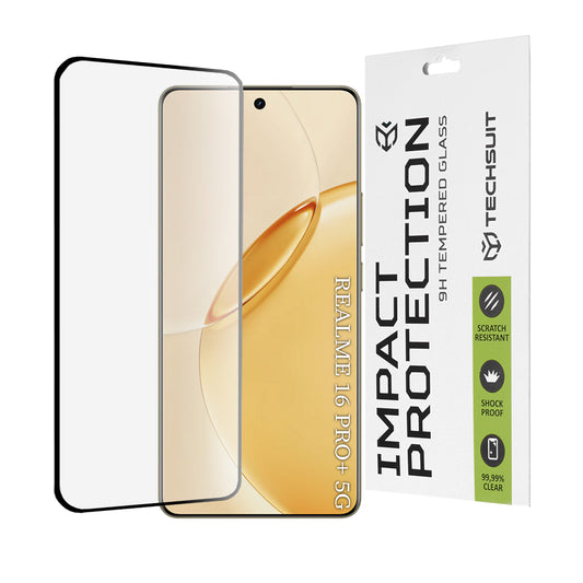Ochranná fólie Techsuit na displej pro Realme 16 Pro+, Tvrzené sklo, Full Glue, 111D, Černá