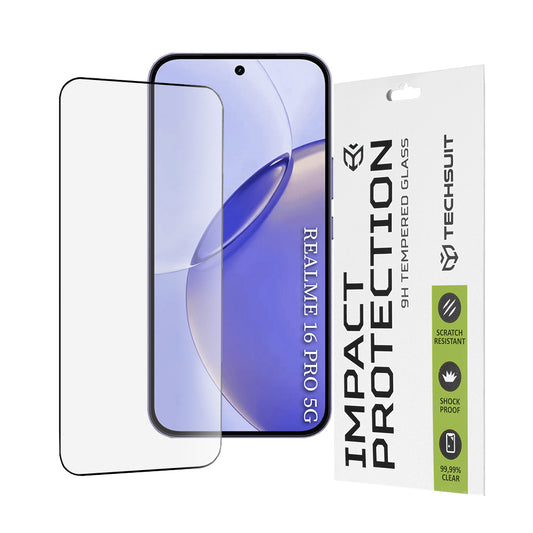 Ochranná fólie na displej Techsuit pro Realme 16 Pro, Tvrzené sklo, Full Glue, 111D, Černá