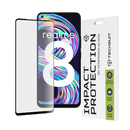 Ochranná fólie na displej Techsuit pro Realme 8 Pro / 8, tvrzené sklo, plné lepidlo, 111D, černá