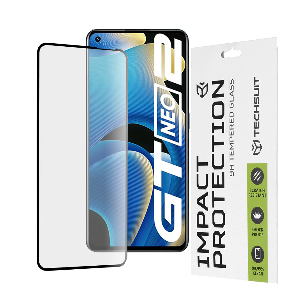 Ochranná fólie na displej Techsuit pro Realme GT Neo 3T / GT2 / GT Neo2, tvrzené sklo, plné lepidlo, 111D, černá