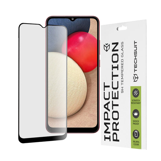 Ochranná fólie na displej Techsuit pro Samsung Galaxy A04e A042 / M04 M045 / A03 A035 / A03 Core A032, tvrzené sklo, plné lepidlo, 111D, černá
