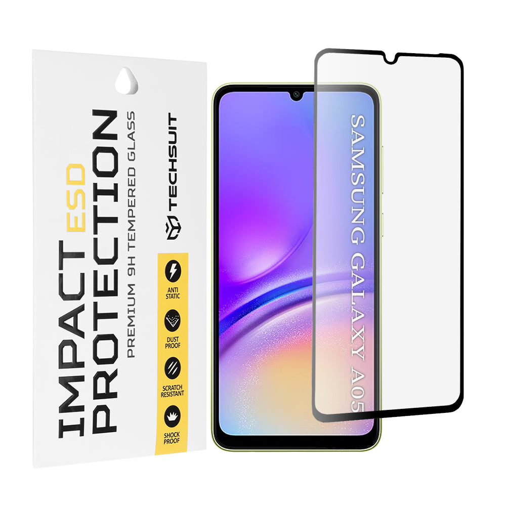 Ochranná fólie na displej Techsuit pro Samsung Galaxy A05 A055, tvrzené sklo, plné lepidlo, černá