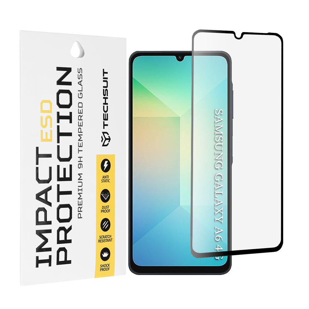 Ochranná fólie na displej Techsuit pro Samsung Galaxy A06 A065, tvrzené sklo, plné lepidlo, černá