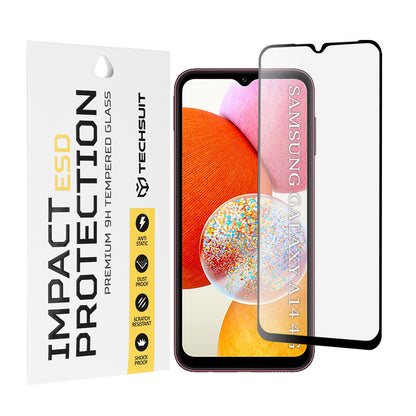 Ochranná fólie na displej Techsuit pro Samsung Galaxy A14 A145 / A14 5G A146, tvrzené sklo, plné lepidlo, černá