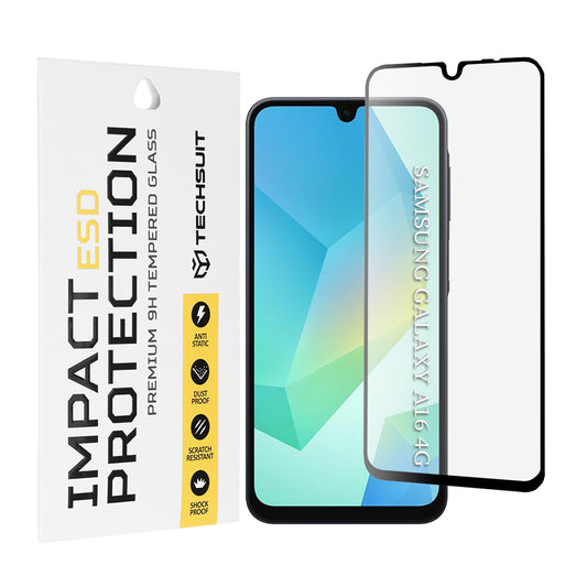 Ochranná fólie na displej Techsuit pro Samsung Galaxy A17 4G / A17 5G / A16 5G A166 / A16 4G A165, tvrzené sklo, plné lepidlo, černá