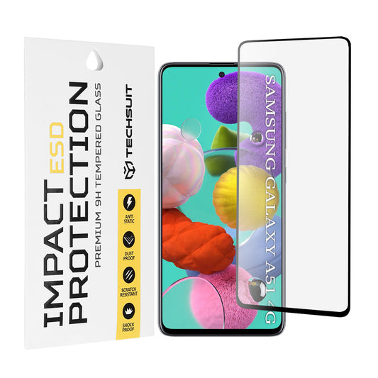Ochranná fólie na displej Techsuit pro Samsung Galaxy A51 5G A516 / A51 A515, tvrzené sklo, plné lepidlo, černá