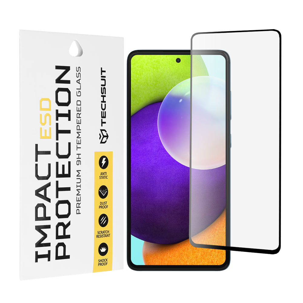 Ochranná fólie na displej Techsuit pro Samsung Galaxy A52s 5G A528 / A52 5G A526 / A52 A525, tvrzené sklo, plné lepidlo, černá
