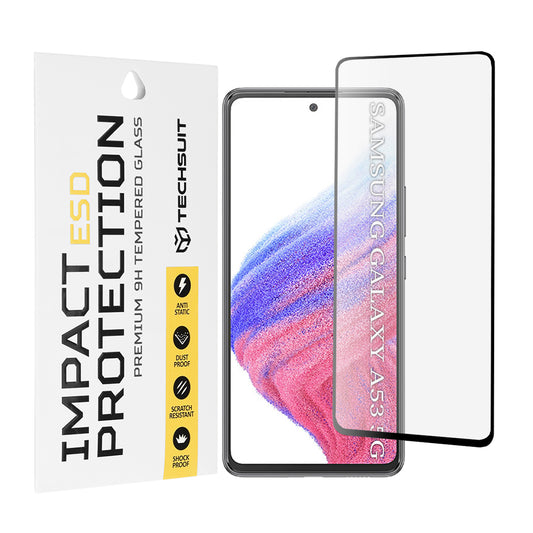 Ochranná fólie na displej Techsuit pro Samsung Galaxy A53 5G A536, tvrzené sklo, plné lepidlo, černá