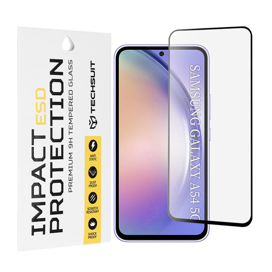 Ochranná fólie na displej Techsuit pro Samsung Galaxy A54 A546, tvrzené sklo, plné lepidlo, černá
