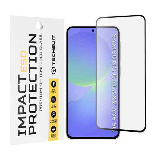 Ochranná fólie na displej Techsuit pro Samsung Galaxy A56 A566 / A36 A366, tvrzené sklo, plné lepidlo, černá