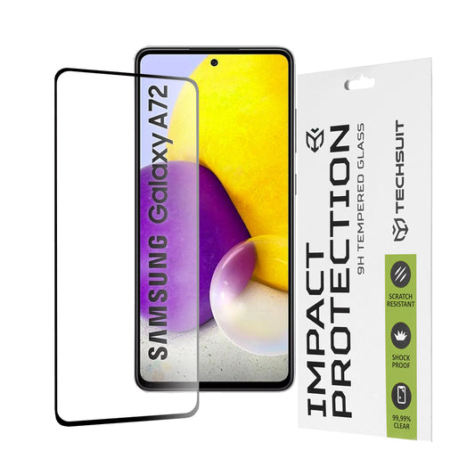 Ochranná fólie na displej Techsuit pro Samsung Galaxy A72 A725 / A72 5G A726, tvrzené sklo, plné lepidlo, 111D, černá
