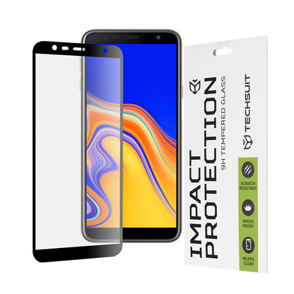 Ochranná fólie na displej Techsuit pro Samsung Galaxy J6+ J610 / J4 Plus (2018) J415, tvrzené sklo, Full Glue, 111D, černá