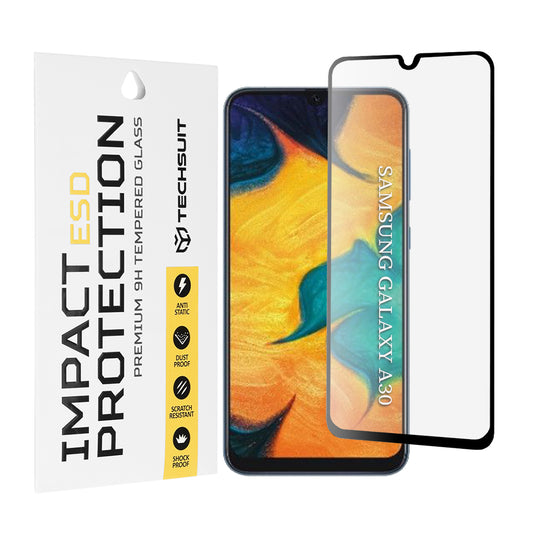 Ochranná fólie na displej Techsuit pro Samsung Galaxy M31 M315 / M21 M215 / A50s A507 / A30s A307 / M30s M307, tvrzené sklo, plné lepidlo, černá
